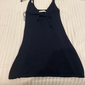 Navy knit mini dress